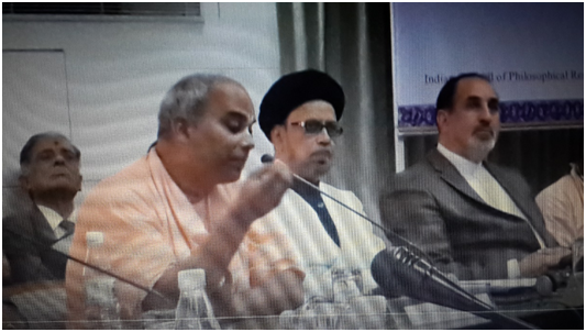 ripad Bhakti Vijnana Muni Maharaja, Ph.D. (President, Sri Chaitanya Saraswat Institute, Bengaluru, India) delivering his talk.